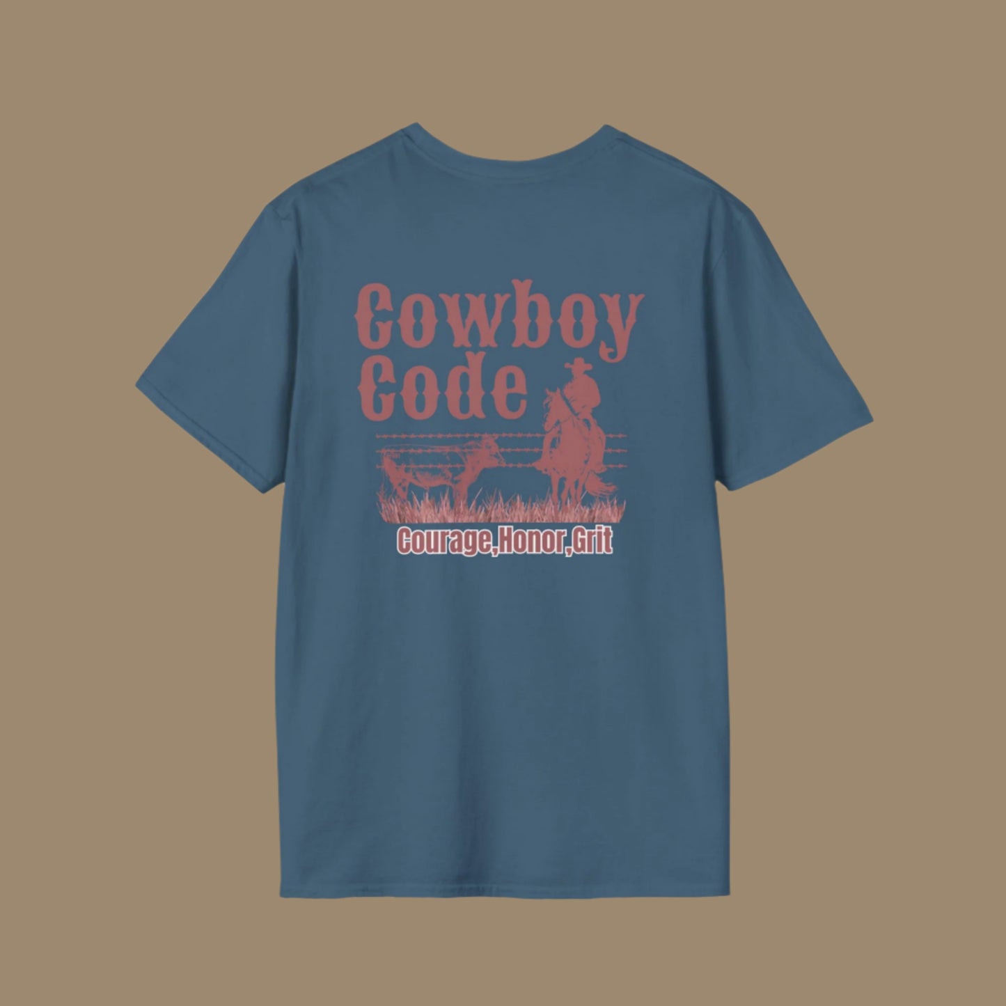 Cowboy Code Unisex Softstyle T-Shirt - Courage, Honor, Grit