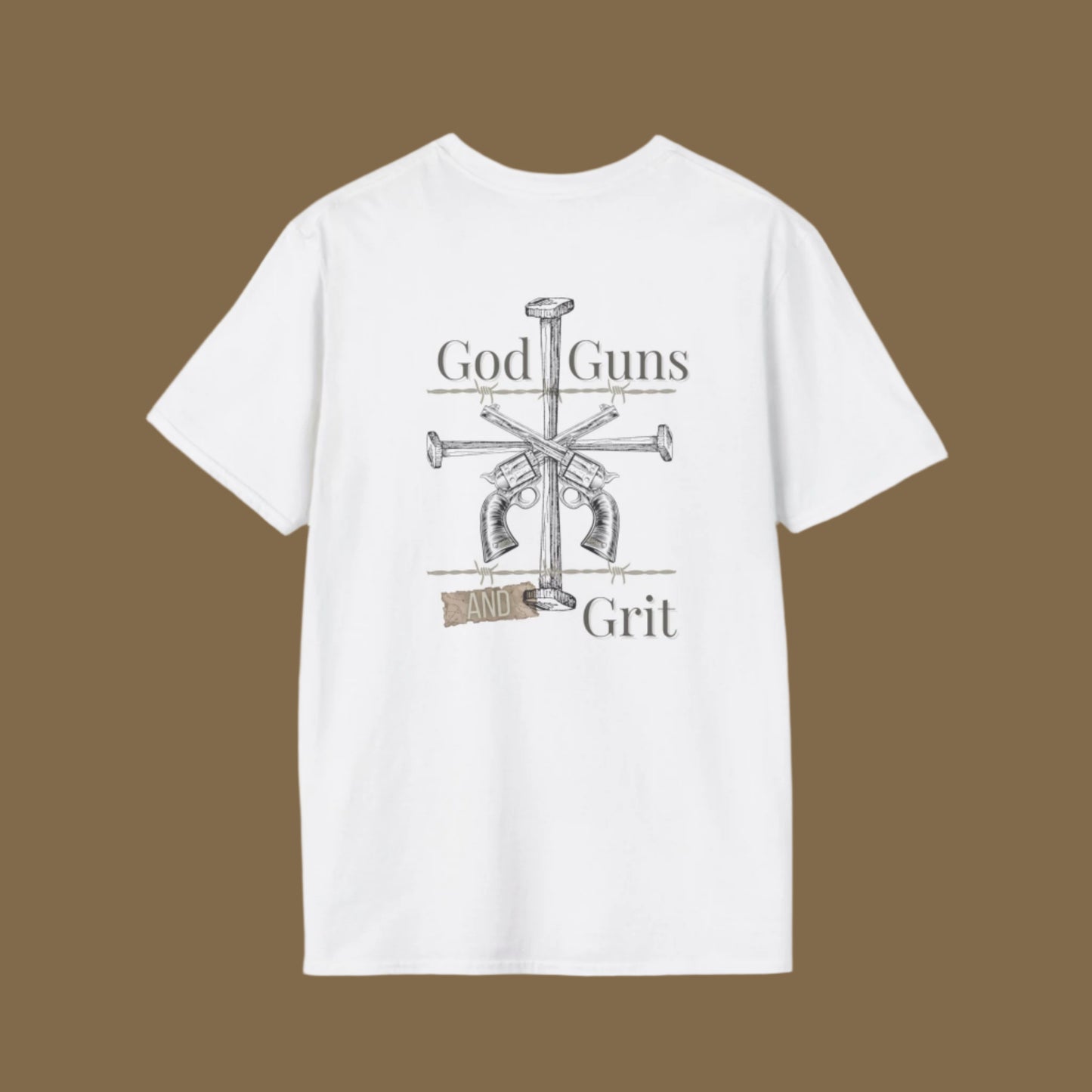 Unisex Softstyle T-Shirt - 'God, Guns, and Grit' Inspirational Tee