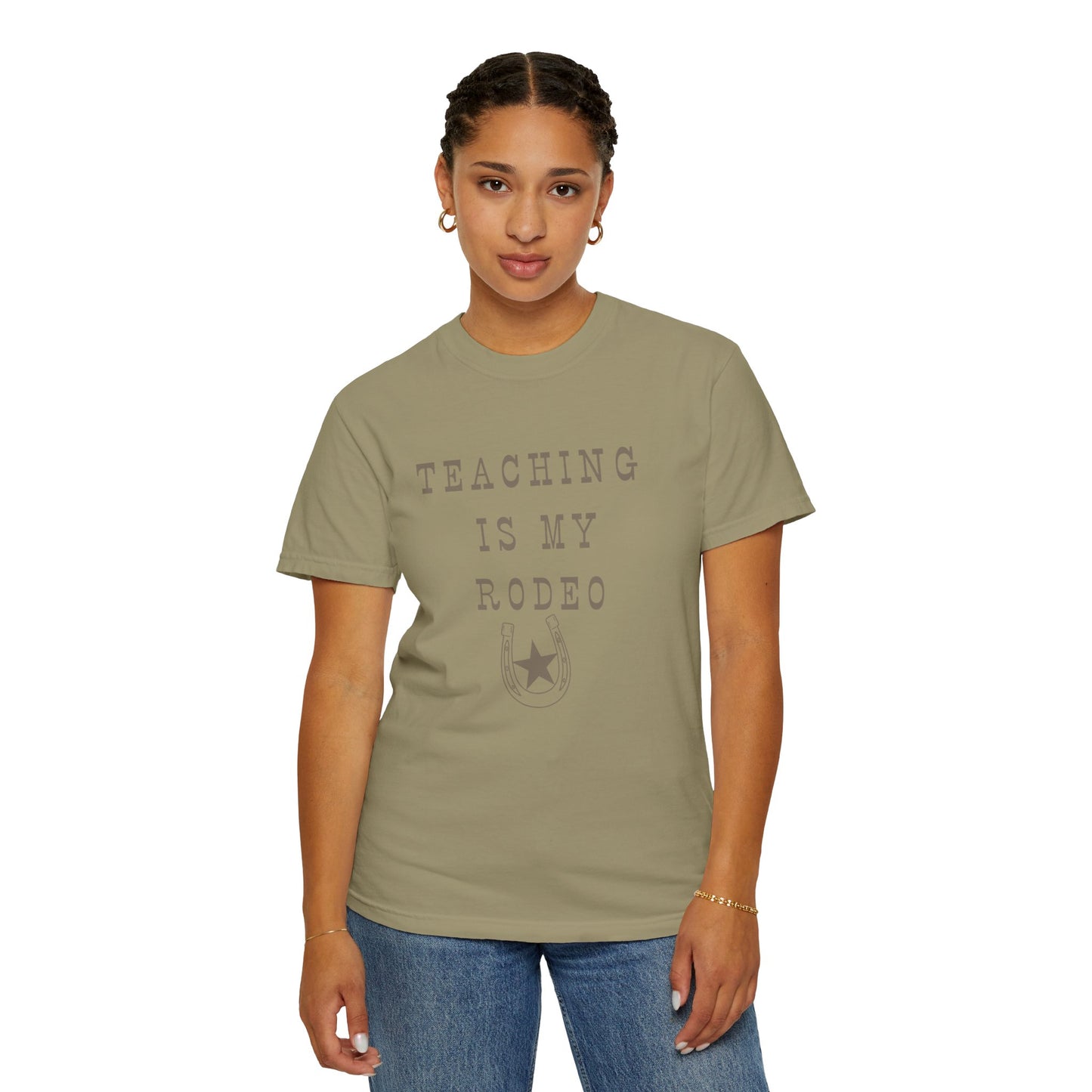 Teaching Is My Rodeo Unisex Garment-Dyed T-shirt, Teacher Gift, Rodeo Tee, Casual Wear, Fun Shirt for Educators