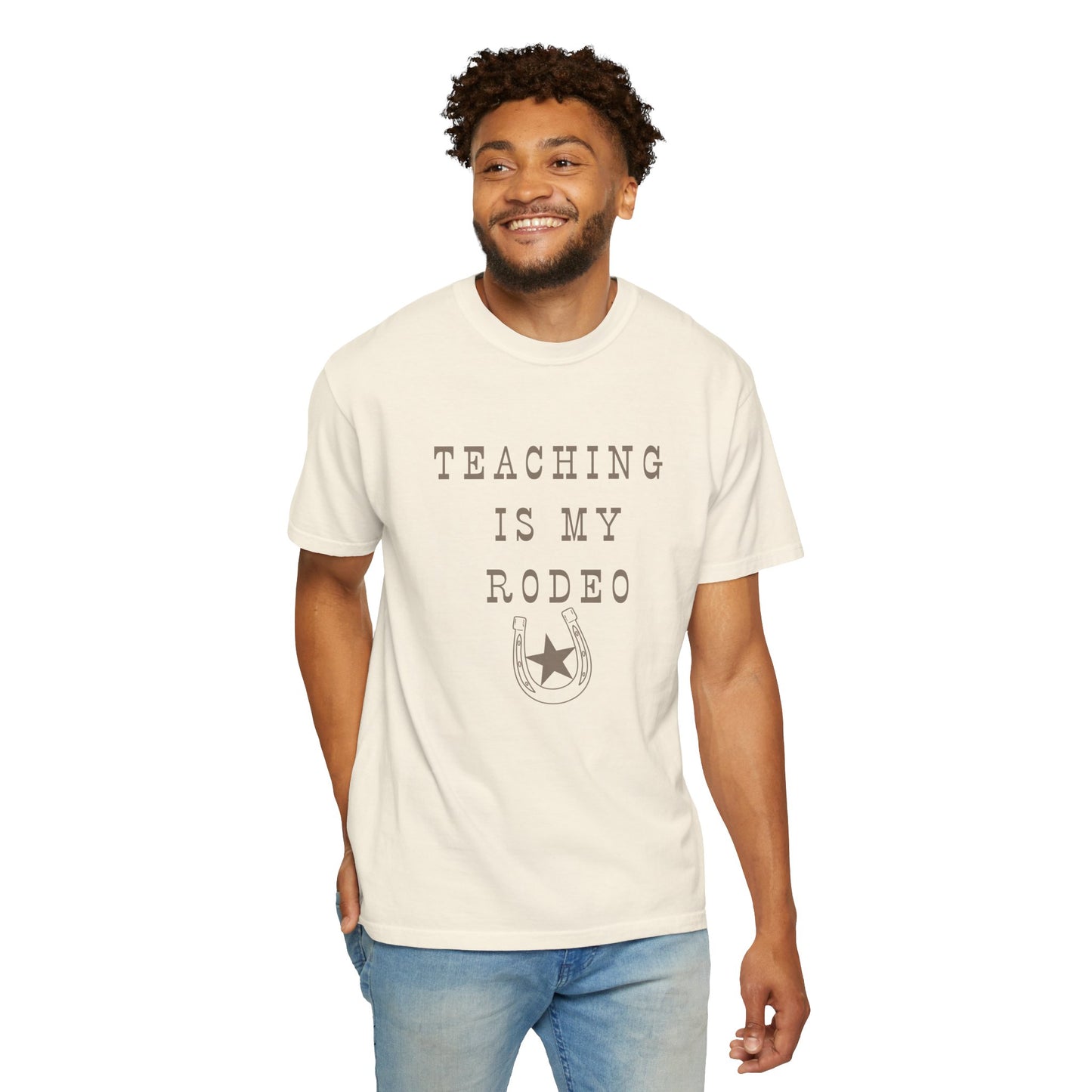 Teaching Is My Rodeo Unisex Garment-Dyed T-shirt, Teacher Gift, Rodeo Tee, Casual Wear, Fun Shirt for Educators