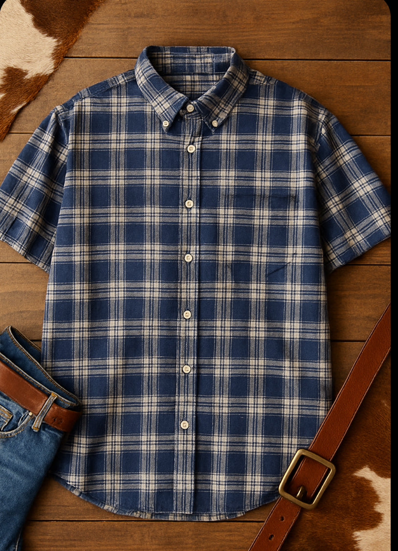 The Bluebonnet Plaid Button-Up