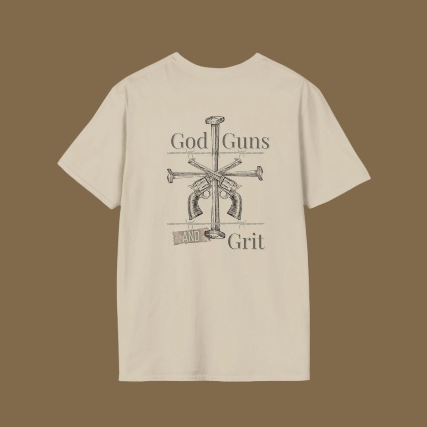 Unisex Softstyle T-Shirt - 'God, Guns, and Grit' Inspirational Tee