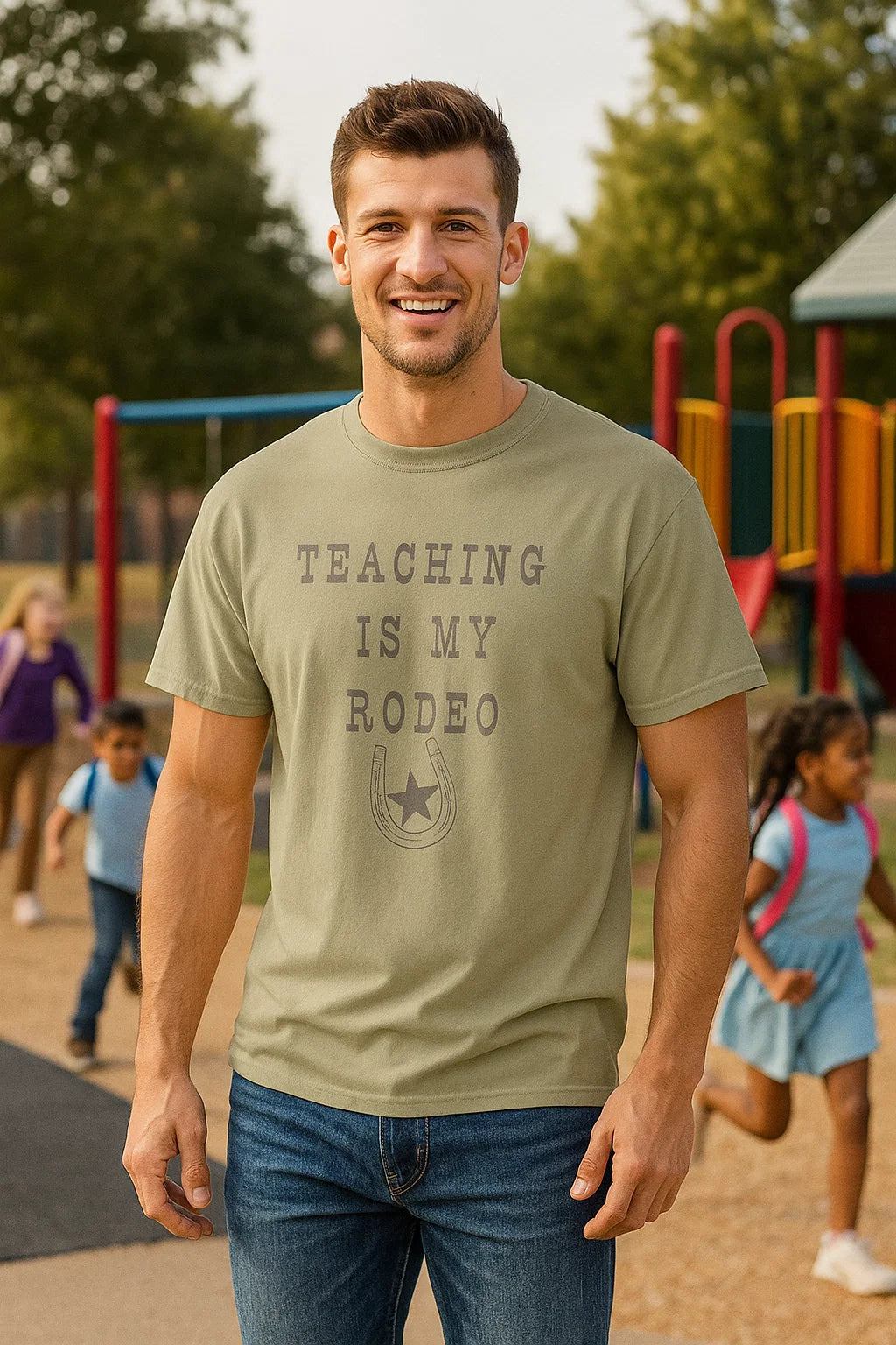 Teaching Is My Rodeo Unisex Garment-Dyed T-shirt, Teacher Gift, Rodeo Tee, Casual Wear, Fun Shirt for Educators