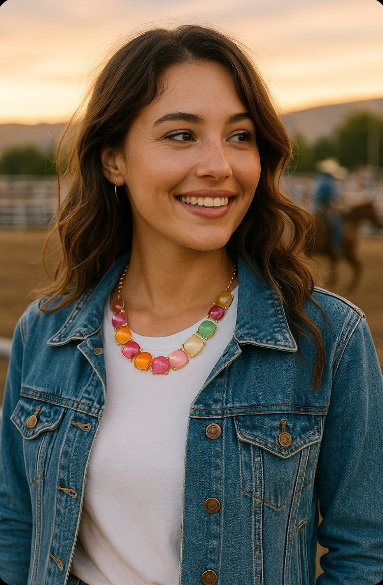 Sunset Rodeo Alloy & Rhinestone Necklace