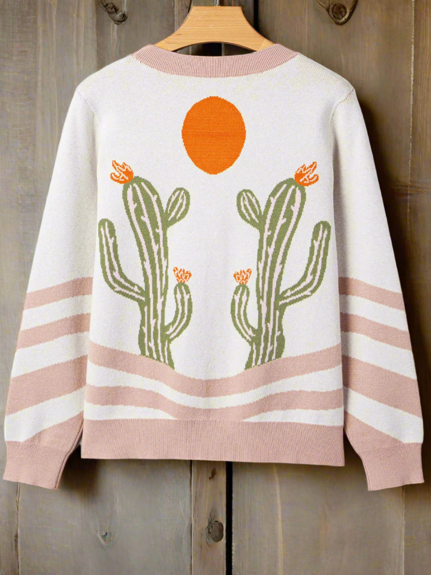 Desert Dawn – Cactus Embroidered Cardigan