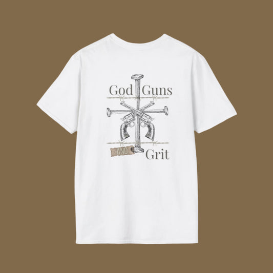 Unisex Softstyle T-Shirt - 'God, Guns, and Grit' Inspirational Tee