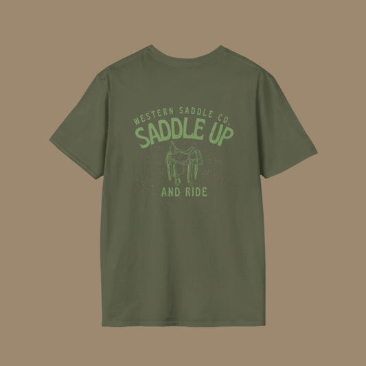 Saddle Up Vintage Graphic T-Shirt - Unisex Softstyle Tee for Equestrian Lovers