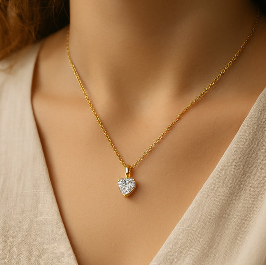 Heart of Light – Moissanite Gold Pendant