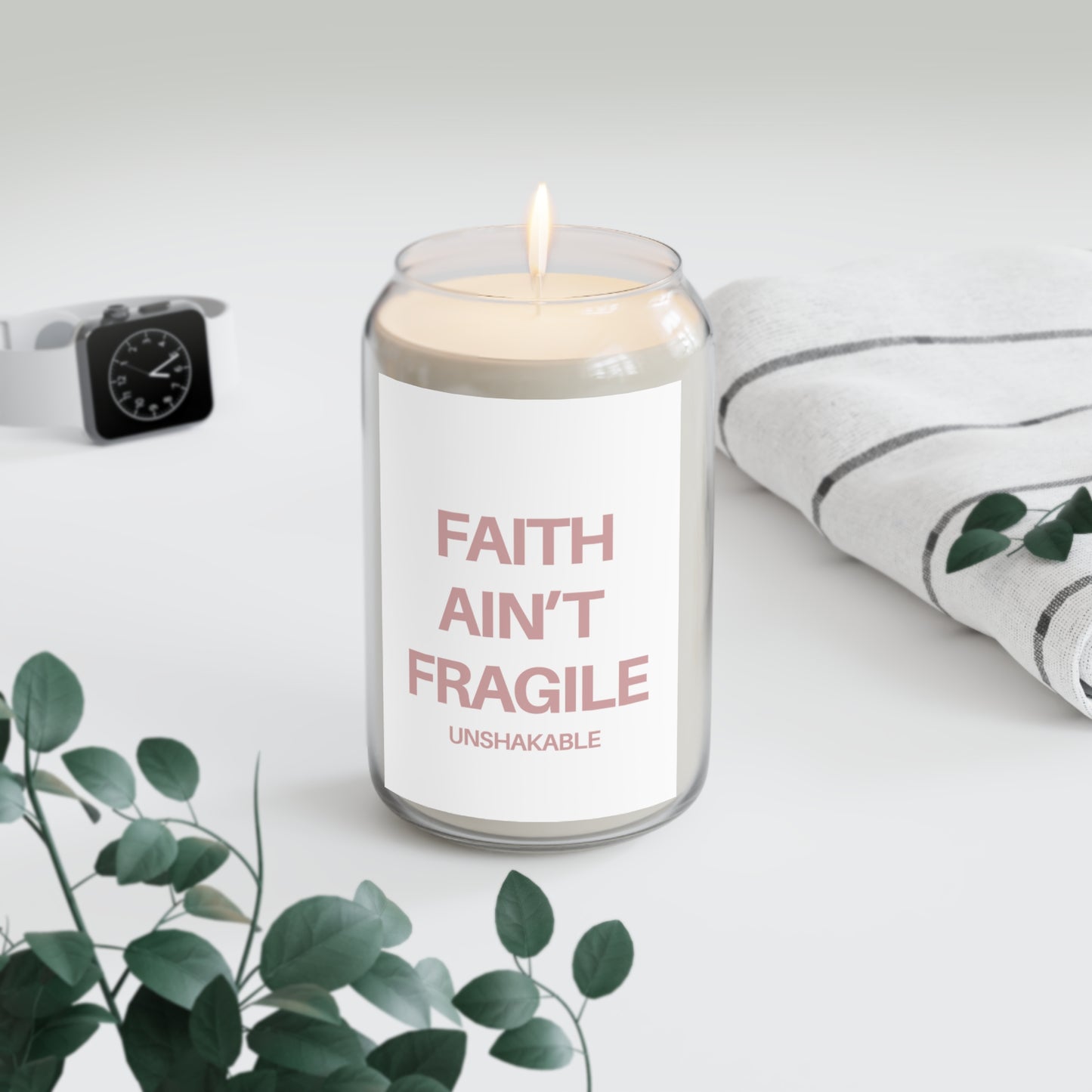 Faith Ain’t Fragile – Inspirational Scented Candle (Comfort Spice, Sea Breeze, Vanilla Bean)