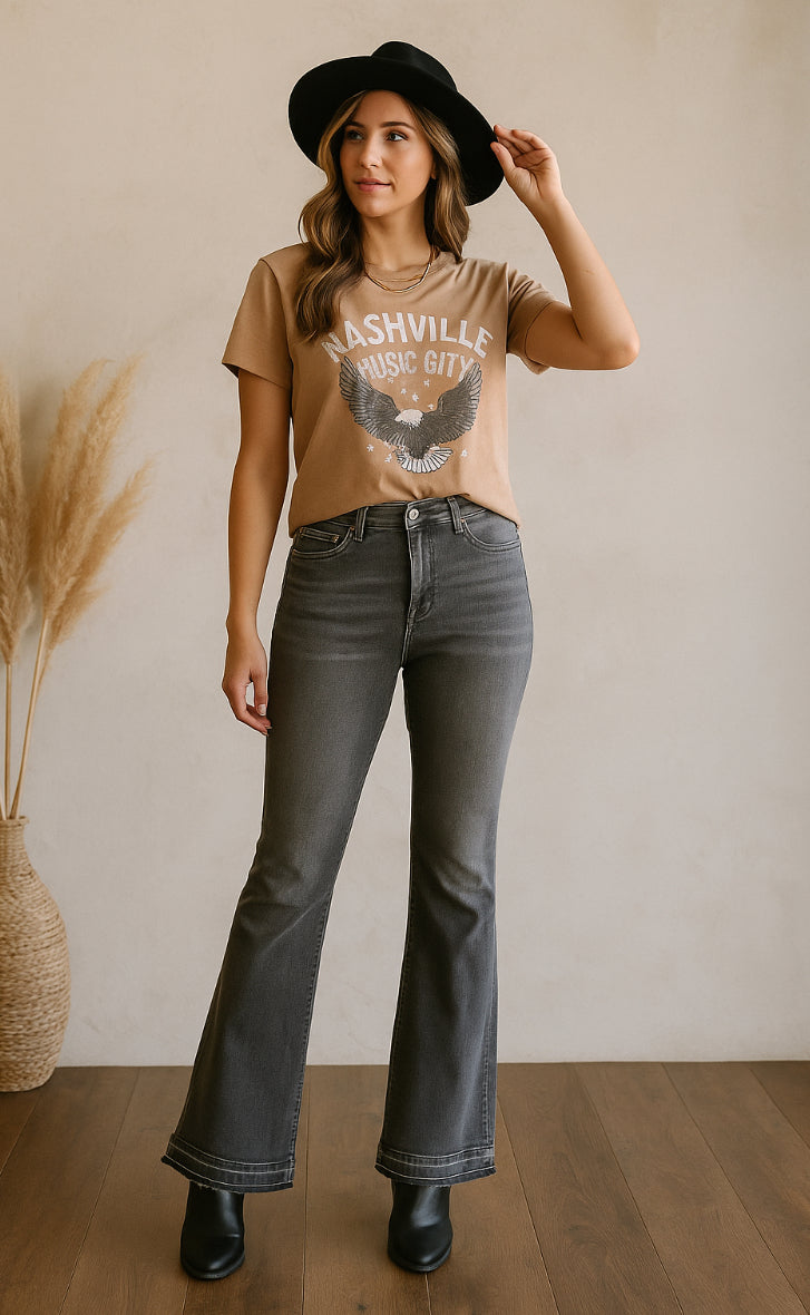 Judy Blue Midnight Revival – Washed Gray Flare Jeans