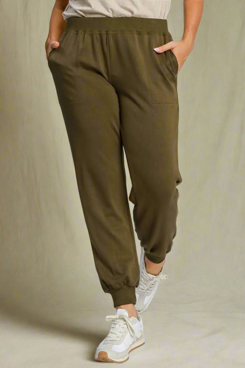 Olive Trail High-Rise Knit Joggers