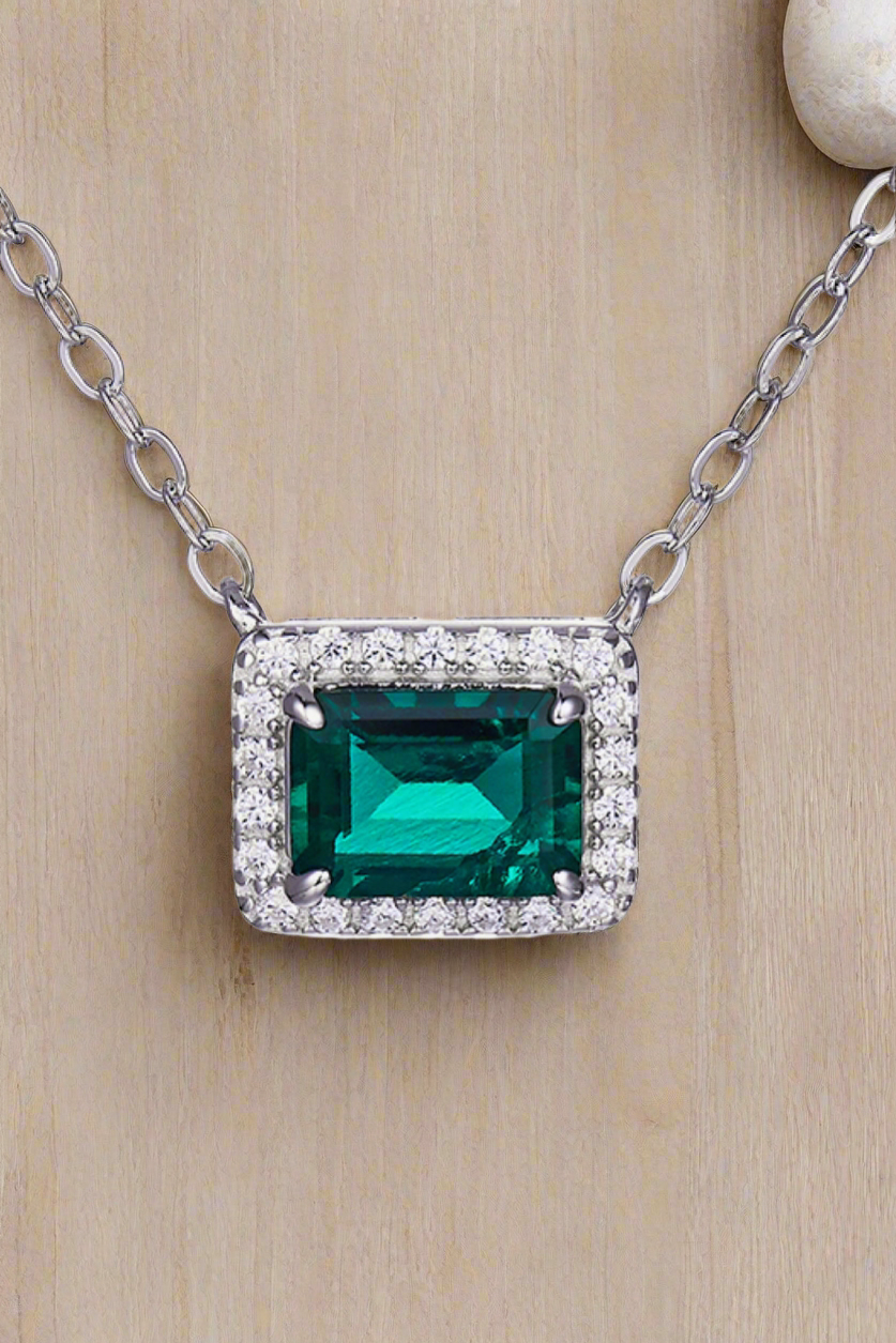 Emerald Rectangle Pendant Necklace