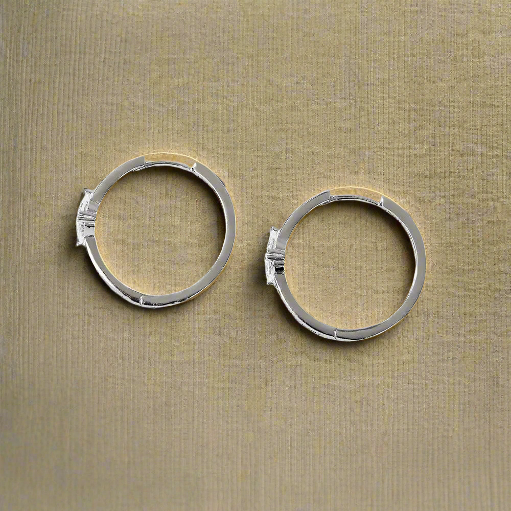 Graceful Gleam – Sterling Silver Zircon Hoop Earrings