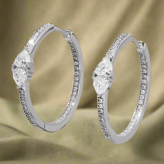 Graceful Gleam – Sterling Silver Zircon Hoop Earrings