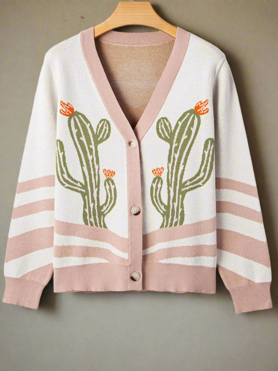 Desert Dawn – Cactus Embroidered Cardigan