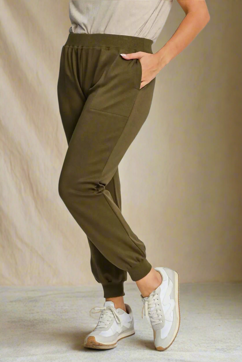Olive Trail High-Rise Knit Joggers
