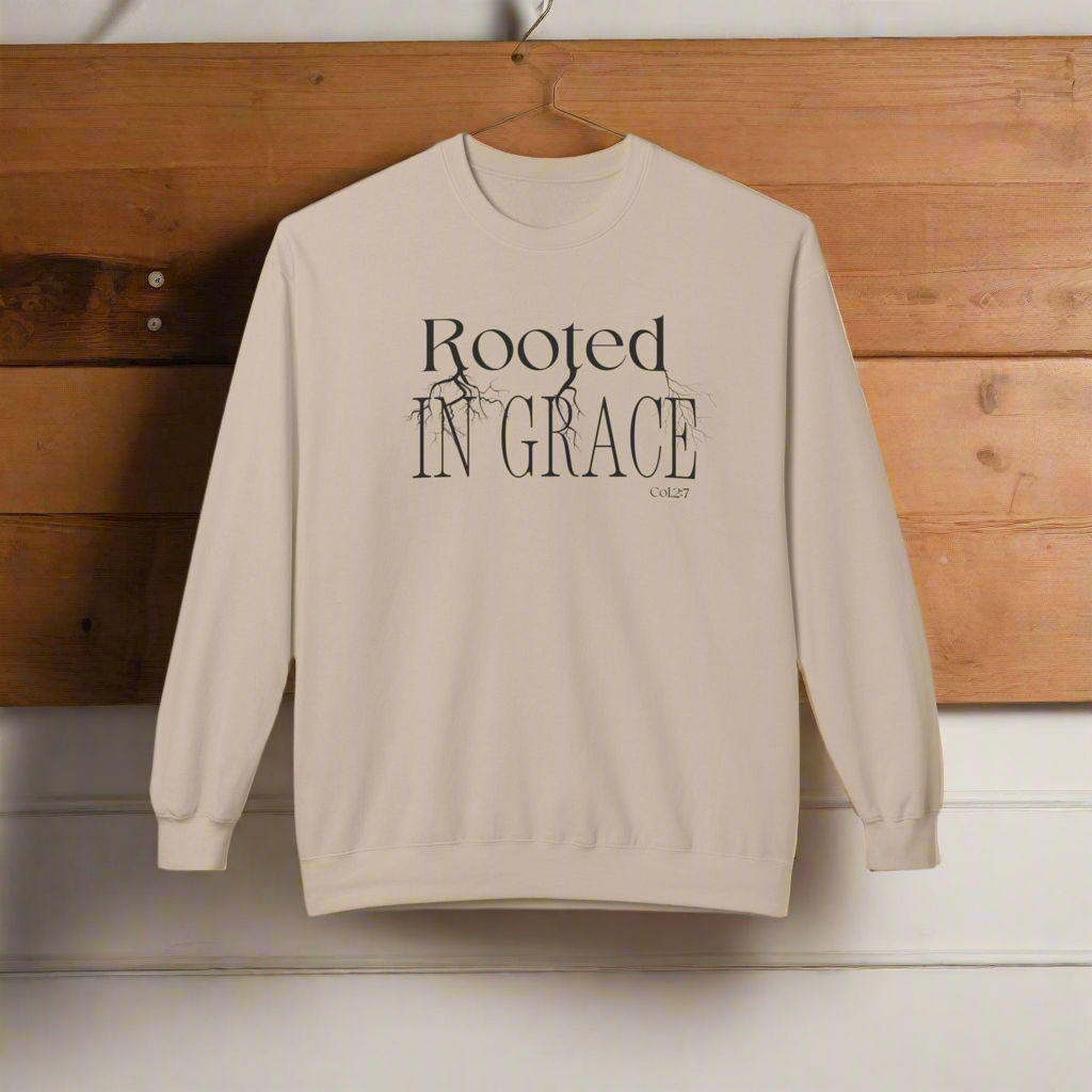Rooted in Grace Sweatshirt – Christian Crewneck for Faith, Comfort & Everyday Style