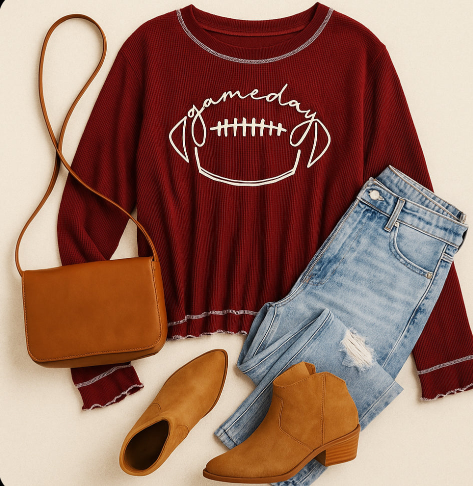 Football Round Neck Long Sleeve Sweatshirt