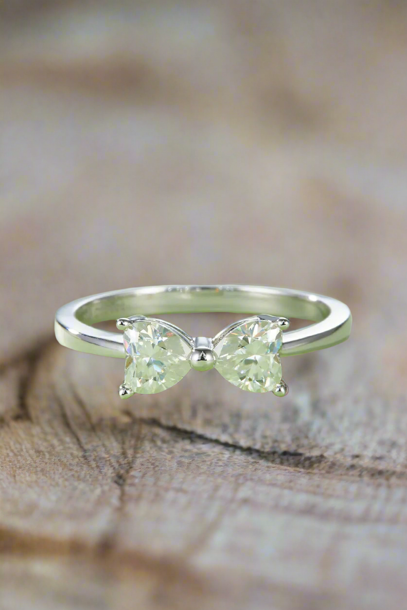 “Grace Tied in Silver” Moissanite Bow Ring