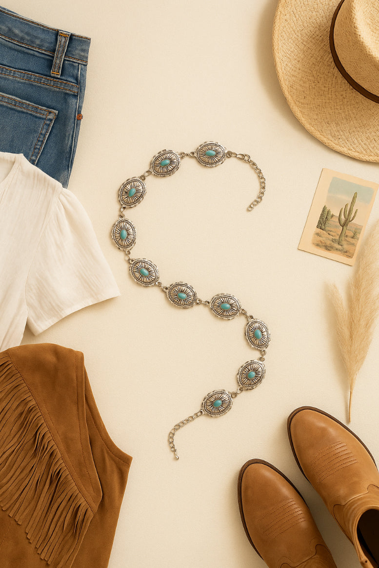 Vintage Turquoise Alloy Belt