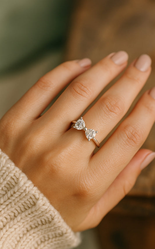 “Grace Tied in Silver” Moissanite Bow Ring