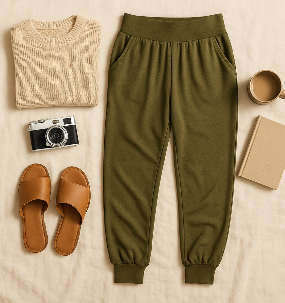 Olive Trail High-Rise Knit Joggers