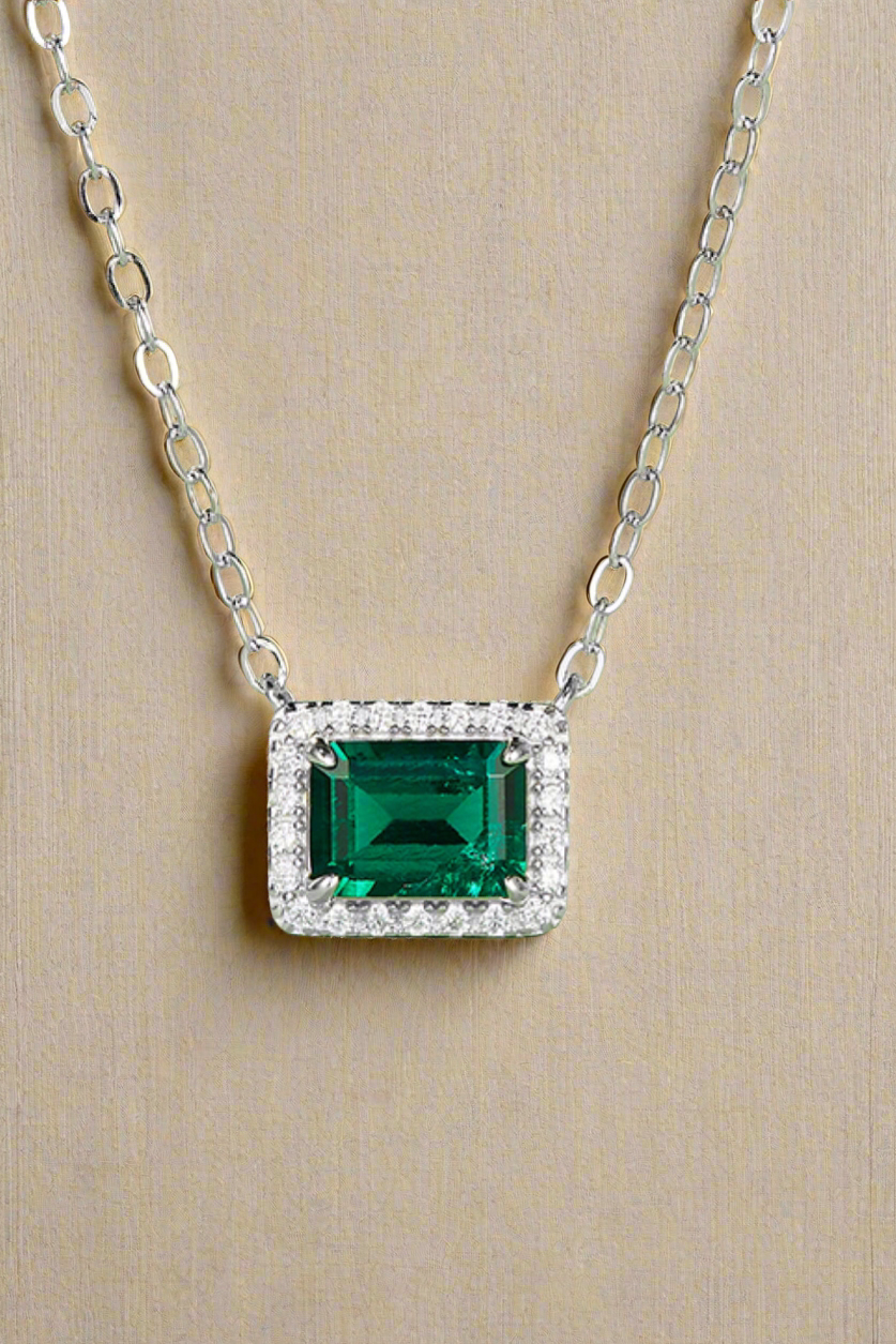 Emerald Rectangle Pendant Necklace