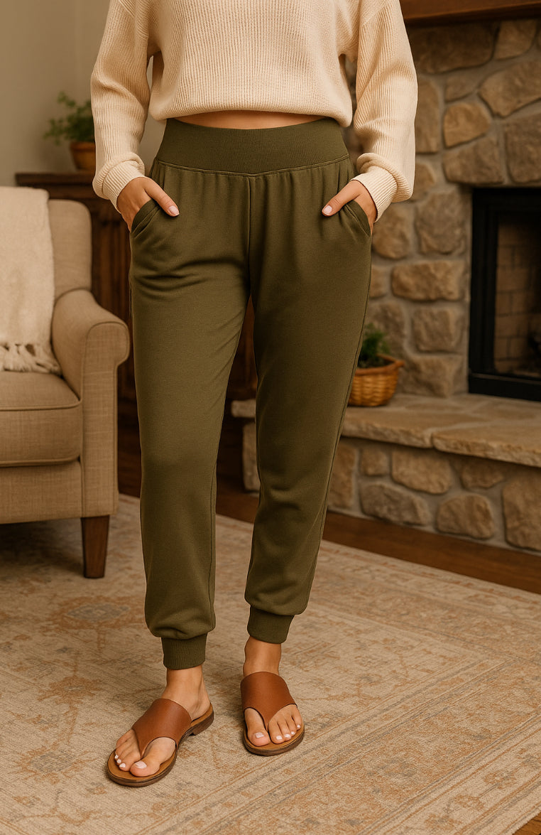 Olive Trail High-Rise Knit Joggers