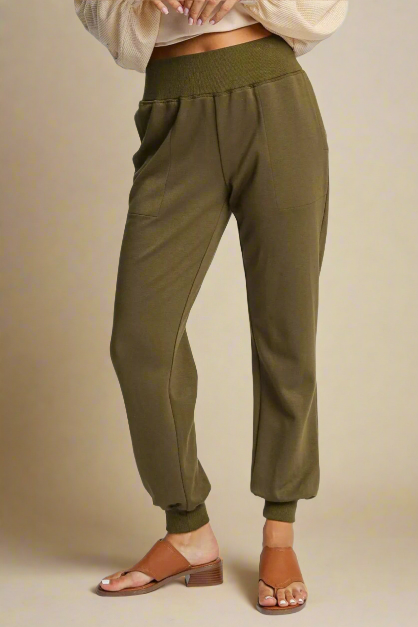 Olive Trail High-Rise Knit Joggers