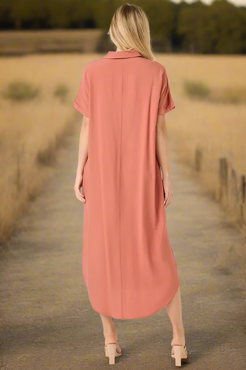 Rust Canyon Midi Shirt Dress