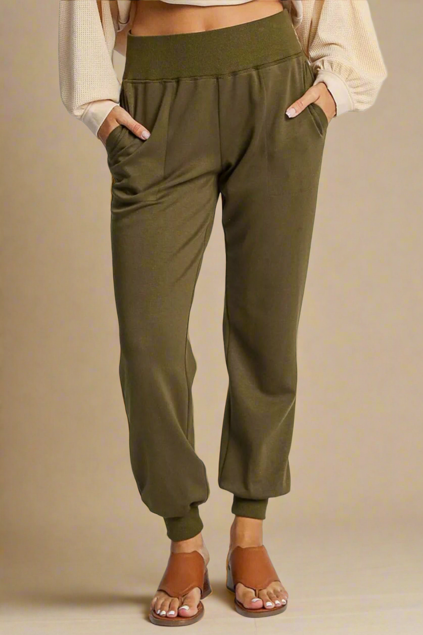 Olive Trail High-Rise Knit Joggers